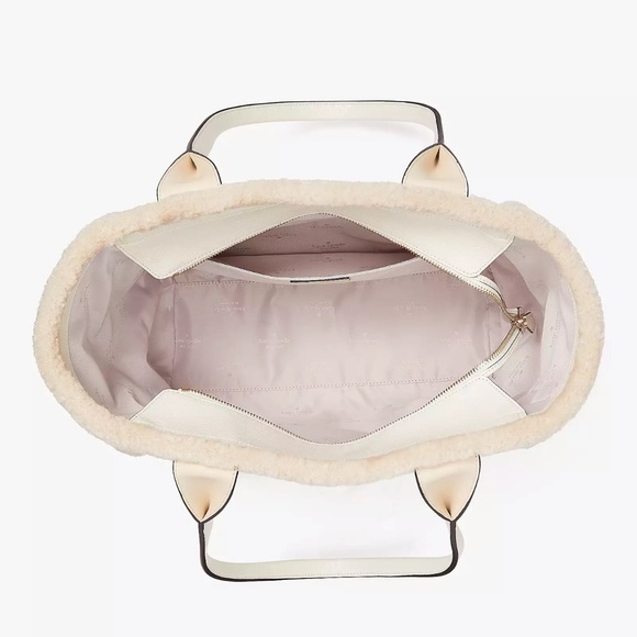 ♠️Kate Spade Jett Shearling Trim Large Tote Bag, Meringue White NWT - Picture 4 of 9